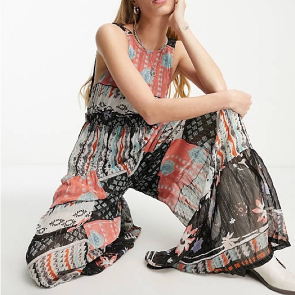 RAGA | Color My World Wide Leg Open Back Boho Jumpsuit